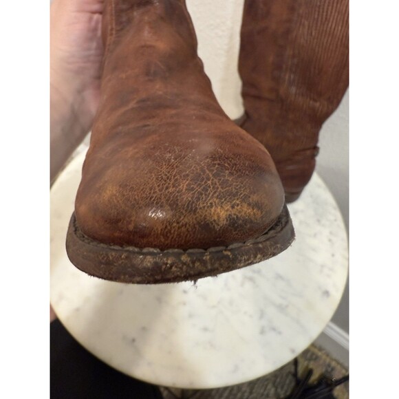 Frye Melissa Scrunch Brown Riding Boots Stretch Back Tall Pull On Leathers 7.5m - Picture 8 of 10